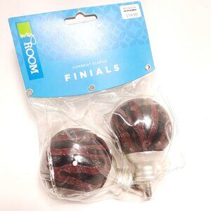 Glitter Zebra Stripe Ball Curtain Rod Finals - Brand New